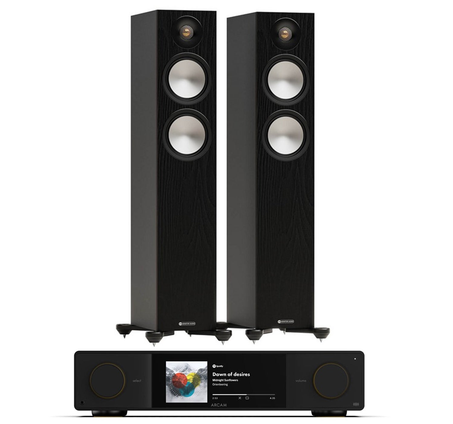 Arcam SA35 + Monitor Audio Bronze 300 7G inc Cable-front-black
