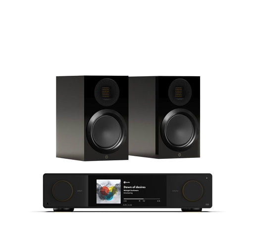 Arcam SA35 + Monitor Audio Gold 50 6G inc Cable-black-front
