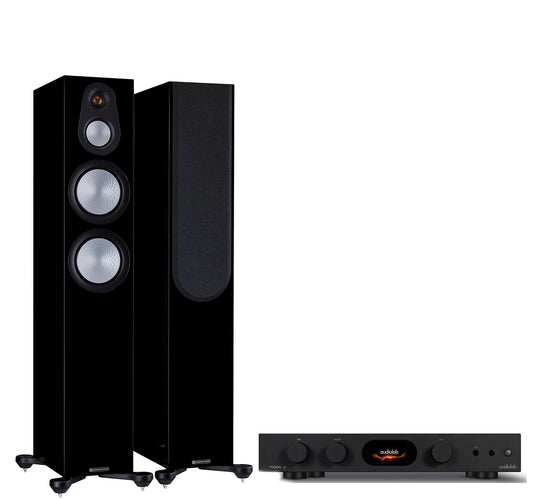 AudioLab 7000A + Monitor Audio Silver 300 7G inc Cable-black