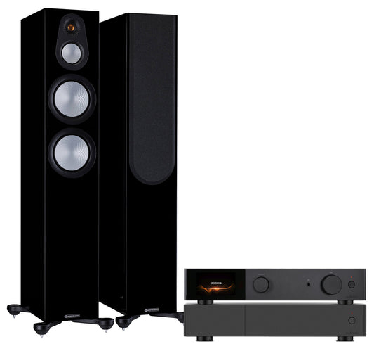 AudioLab 9000Q + 9000P + Monitor Audio Silver 300 7G inc Cable-black