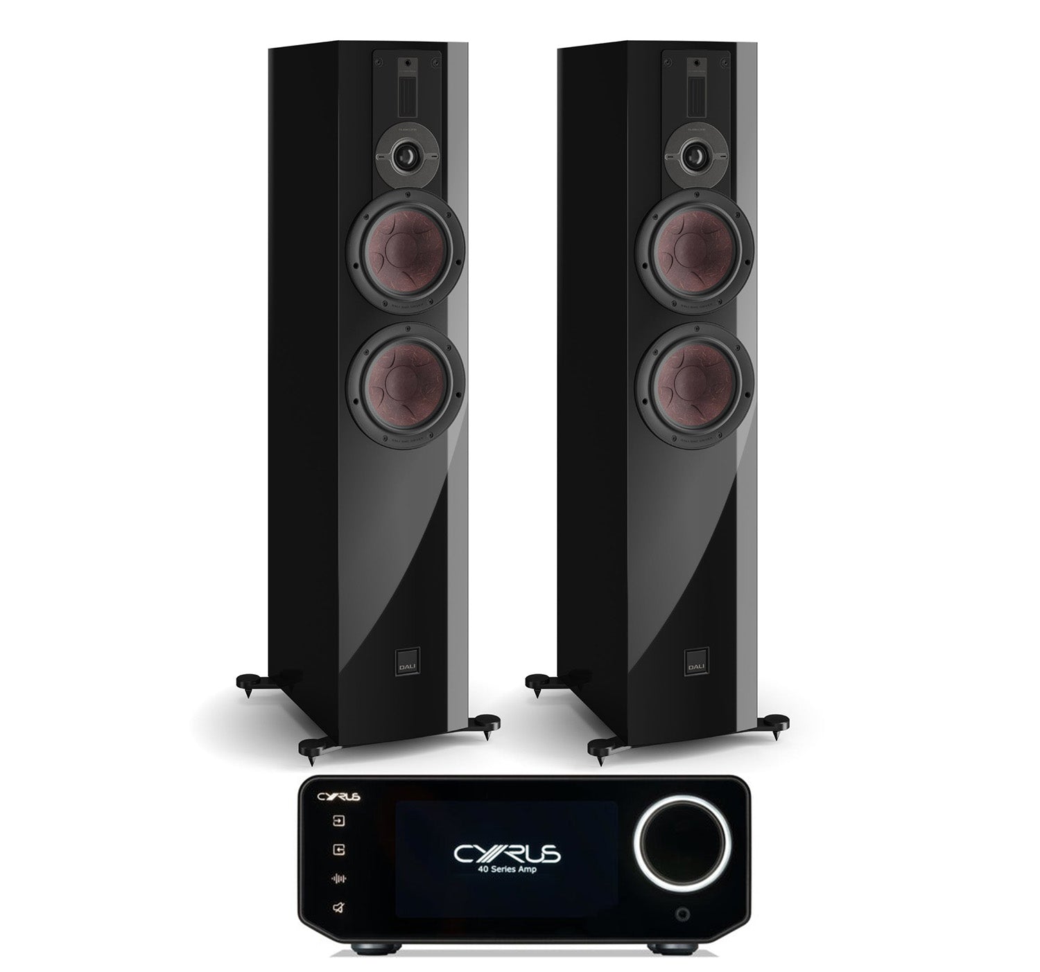 Cyrus Amp 40 + DALI Rubikore 6 inc Cable-front-black