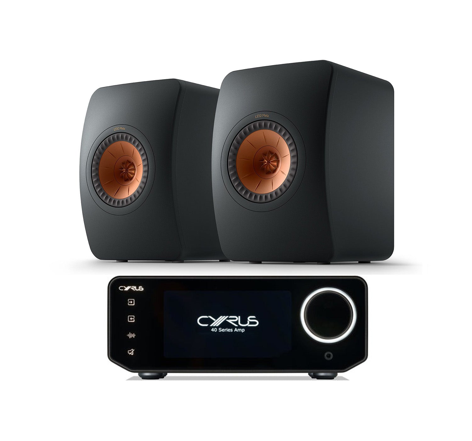 Cyrus Amp 40 + KEF LS50 Meta inc Cable-front-back