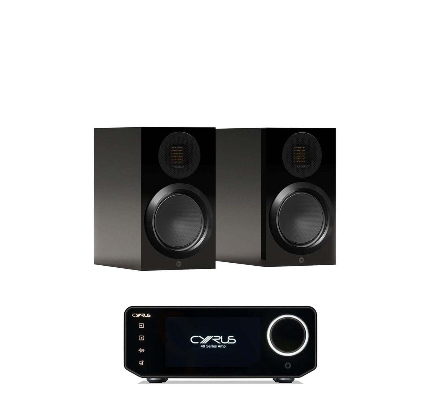 Cyrus Amp 40 + Monitor Audio Gold 50 6G inc Cable-front-black