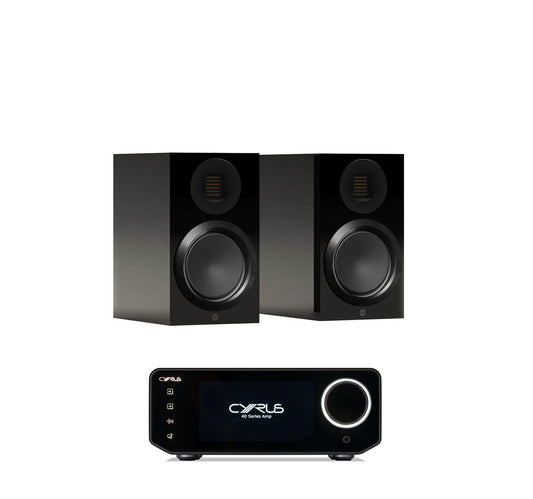 Cyrus Amp 40 + Monitor Audio Gold 50 6G inc Cable-front-black