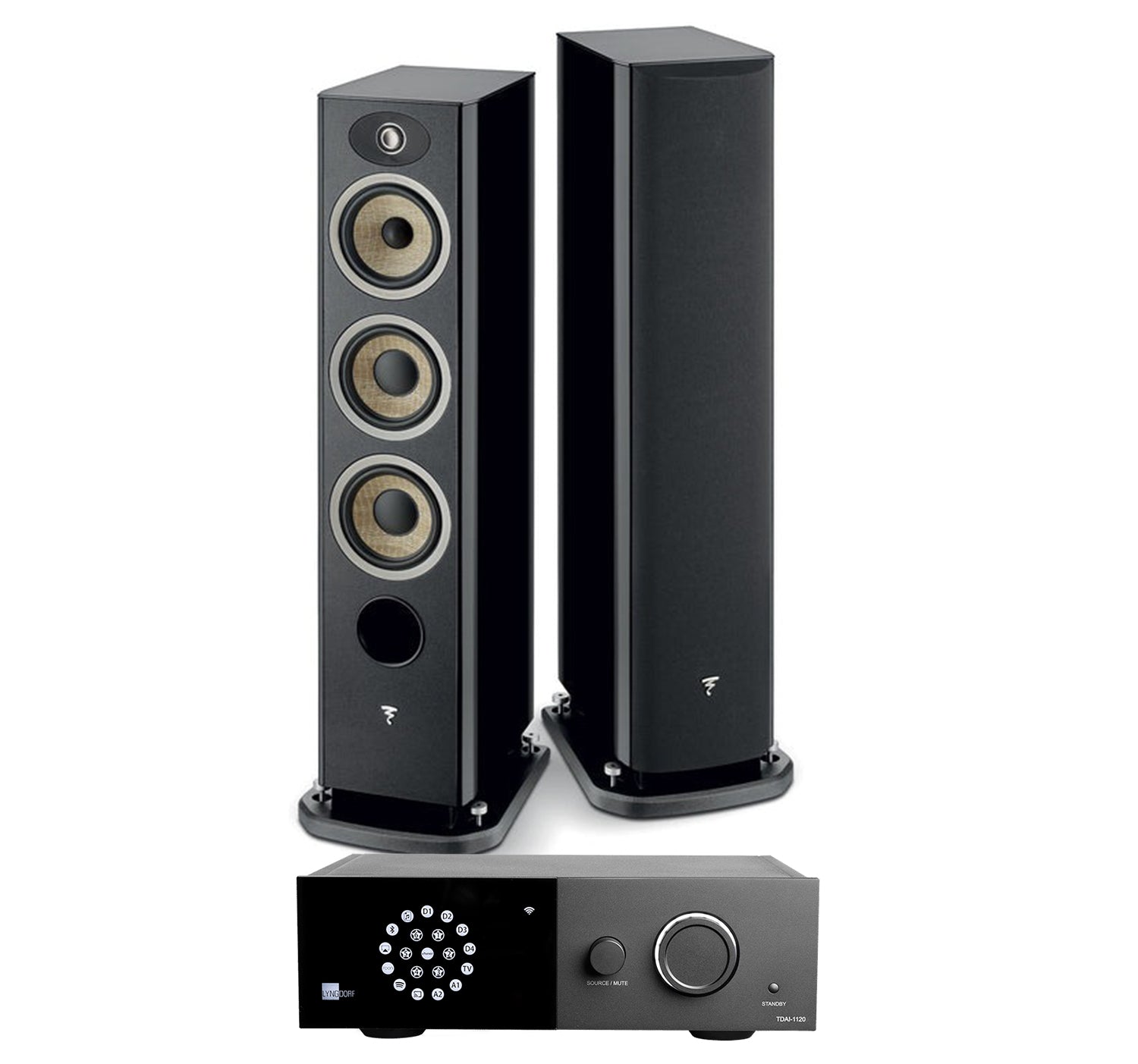 Lyngdorf 1120 + Focal Aria Evo X N2 inc Cable-front-black