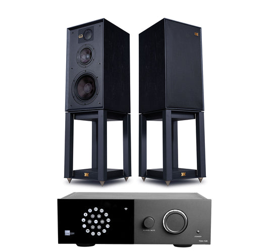 Lyngdorf 1120 + Wharfedale Linton And Stands inc Cable-black