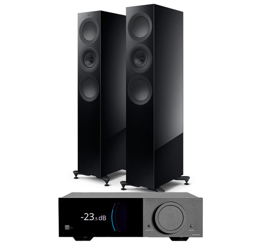 Lyngdorf 2210 + KEF R7 Meta inc Cable-front-black