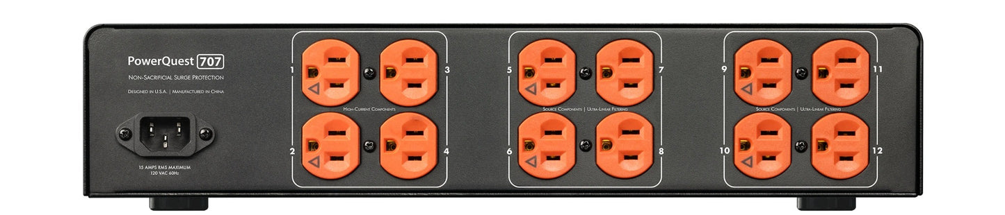 Audioquest Powerquest 707 Schuko - 12-Outlet Power Conditioner-black -rear