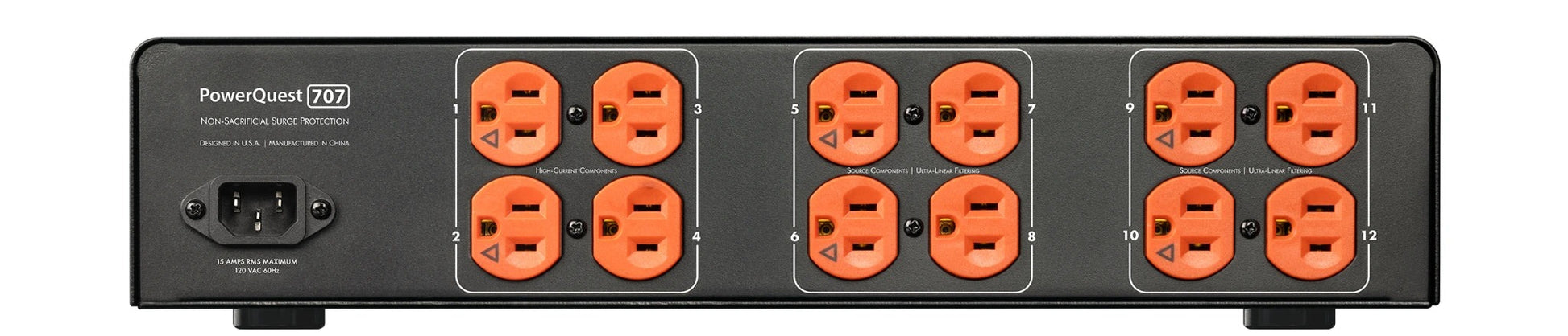 Audioquest Powerquest 707 Schuko - 12-Outlet Power Conditioner-black -rear