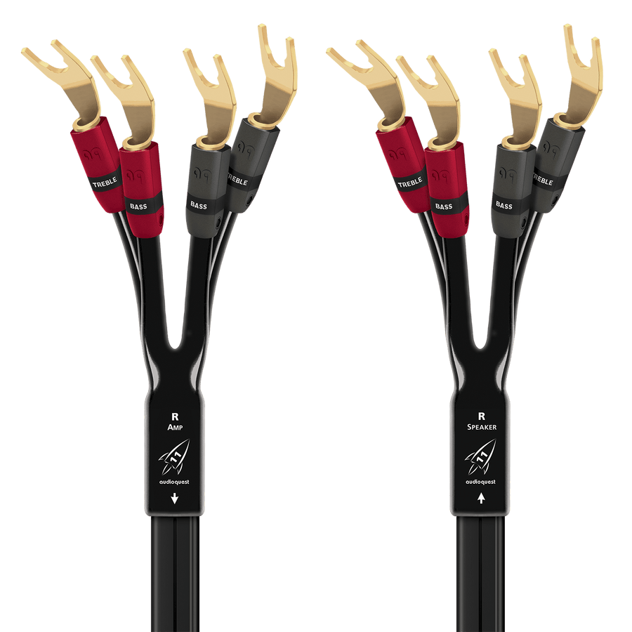 AudioQuest Rocket 11 Single BiAmp Speaker Cable (Pair)-spade-spade-gold