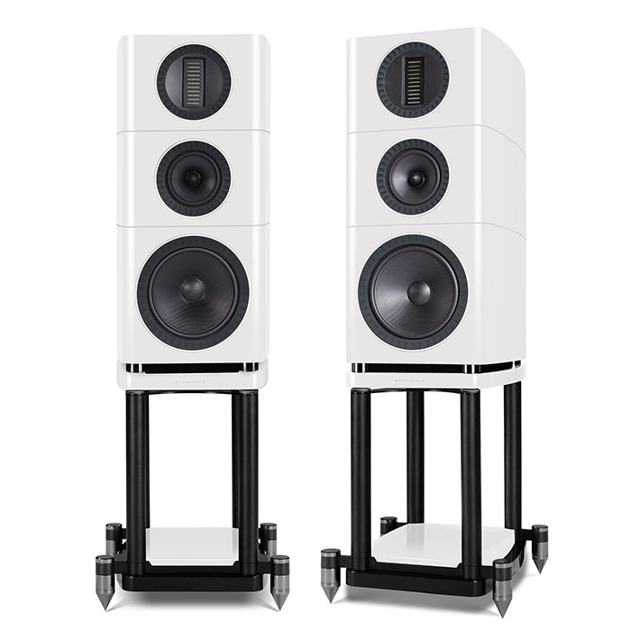 Wharfedale Elysian 2 Bookshelf Speakers (Pair) white with stands