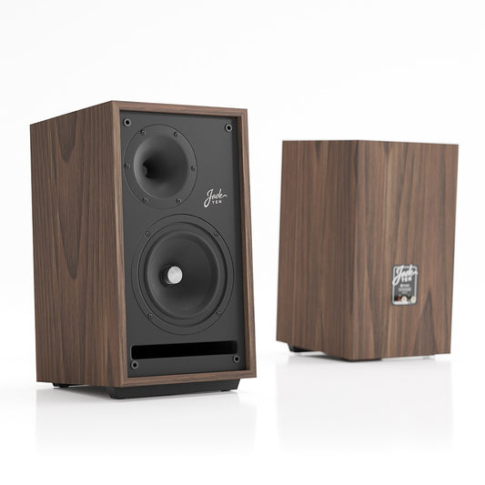 Pylon Audio Jade 10 Bookshelf Speakers-front-back