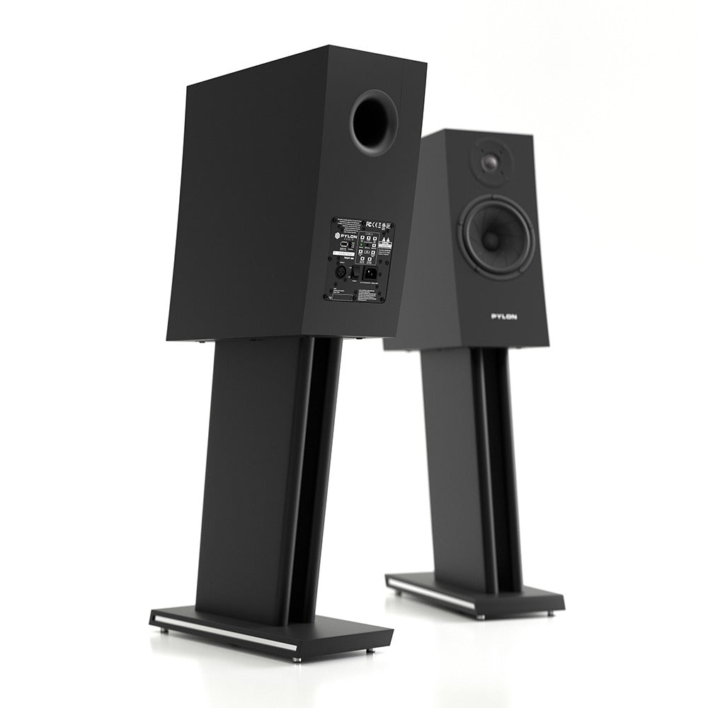 Pylon Audio Jasper monitor 18 Active  Bookshelf Speaker-black-with stand