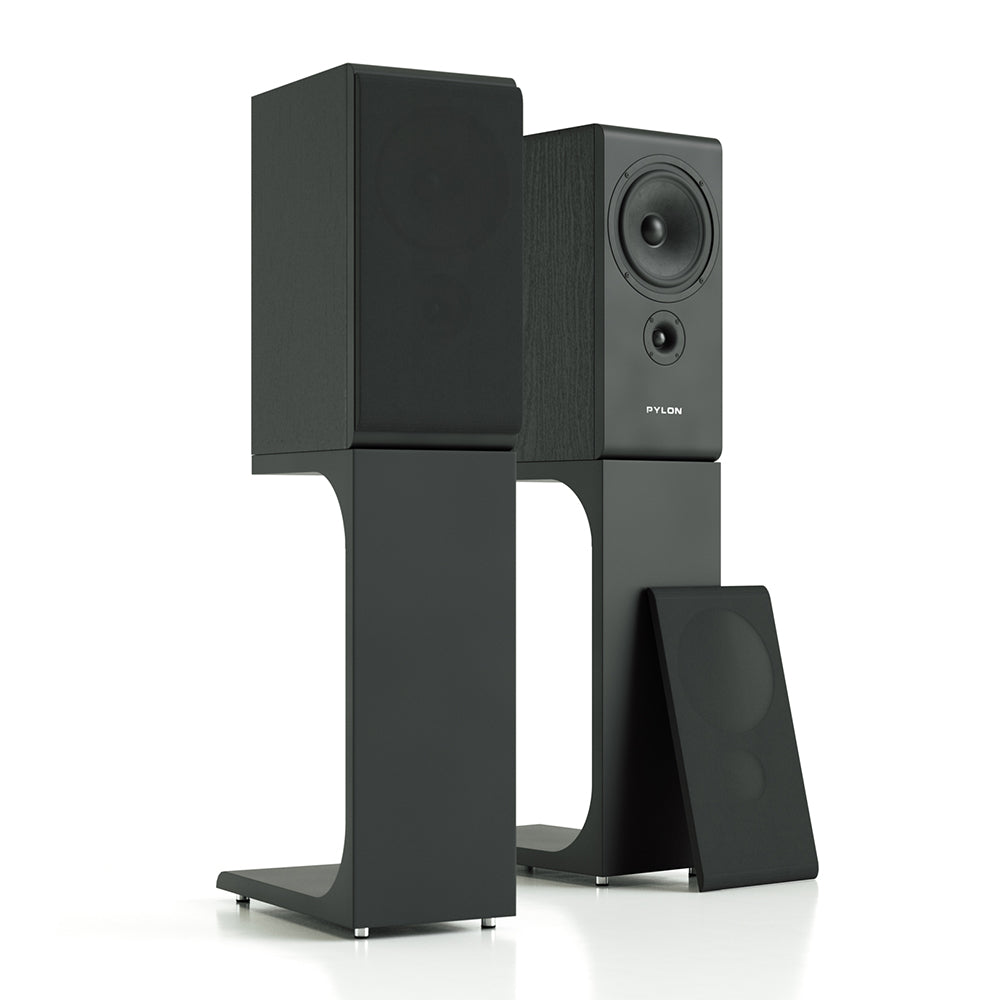 Pylon Audio Opal Monitor Bookshelf Speakers-front-back-stand