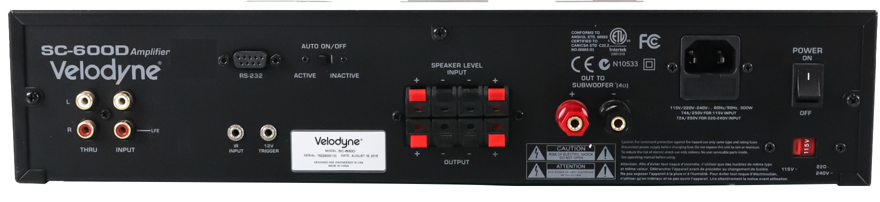 Velodyne Acoustics SC-600D Subwoofer Amplifier