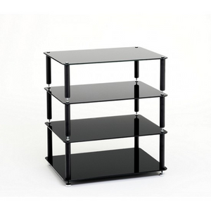 Custom Design Discrete 4 Shelf HiFi Stand-black-glass