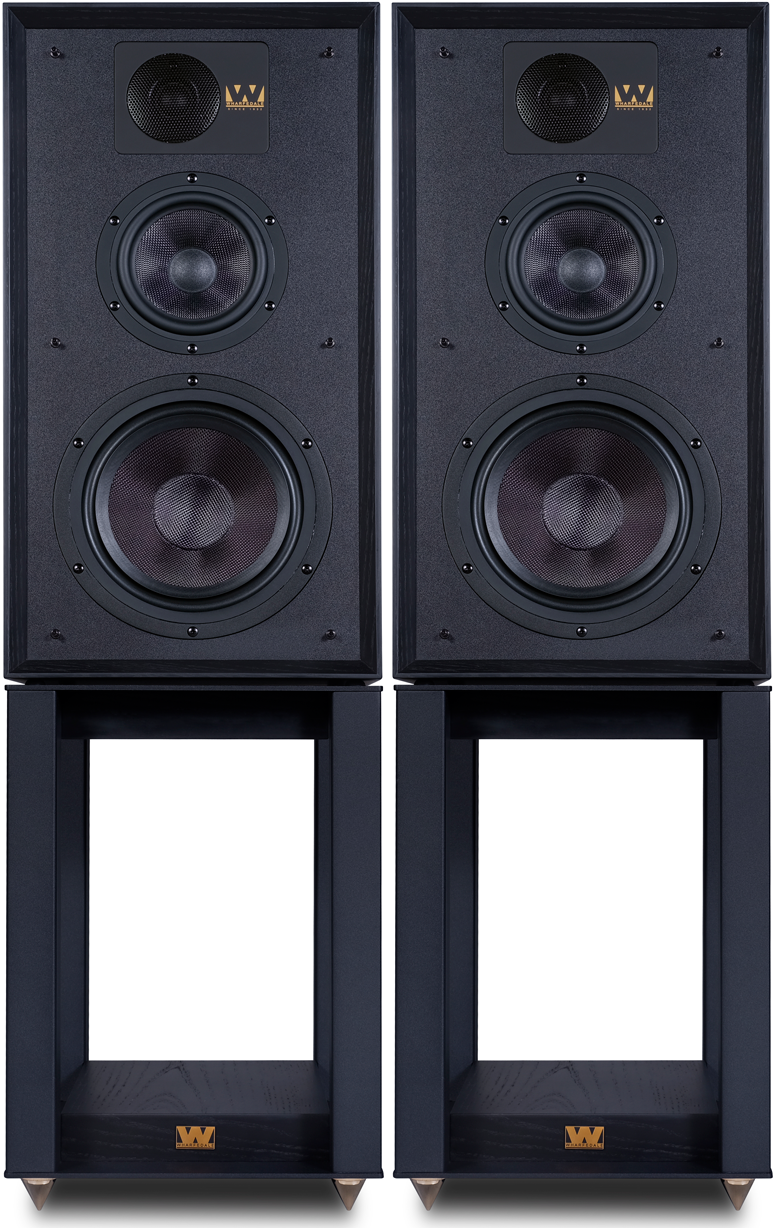 Wharfedale Linton Bookshelf Speakers (Pair) black with stands