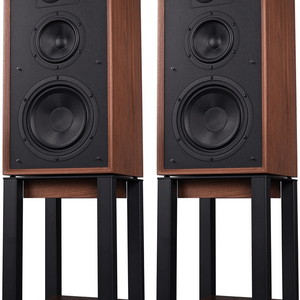 Wharfedale Linton Bookshelf Speakers (Pair) walnut with  stands