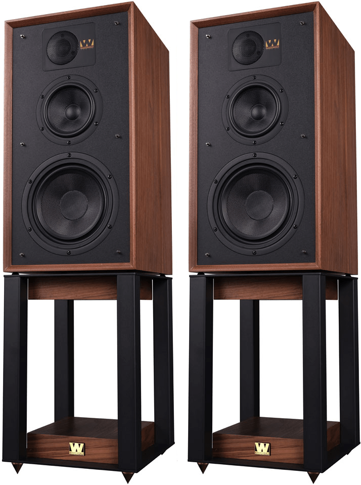 Wharfedale Linton Bookshelf Speakers (Pair) walnut with  stands