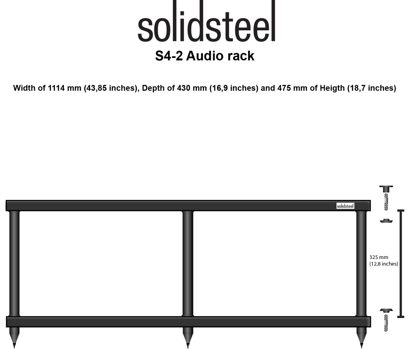 Solidsteel S4-2 Hi-Fi Audio & TV Rack drawing