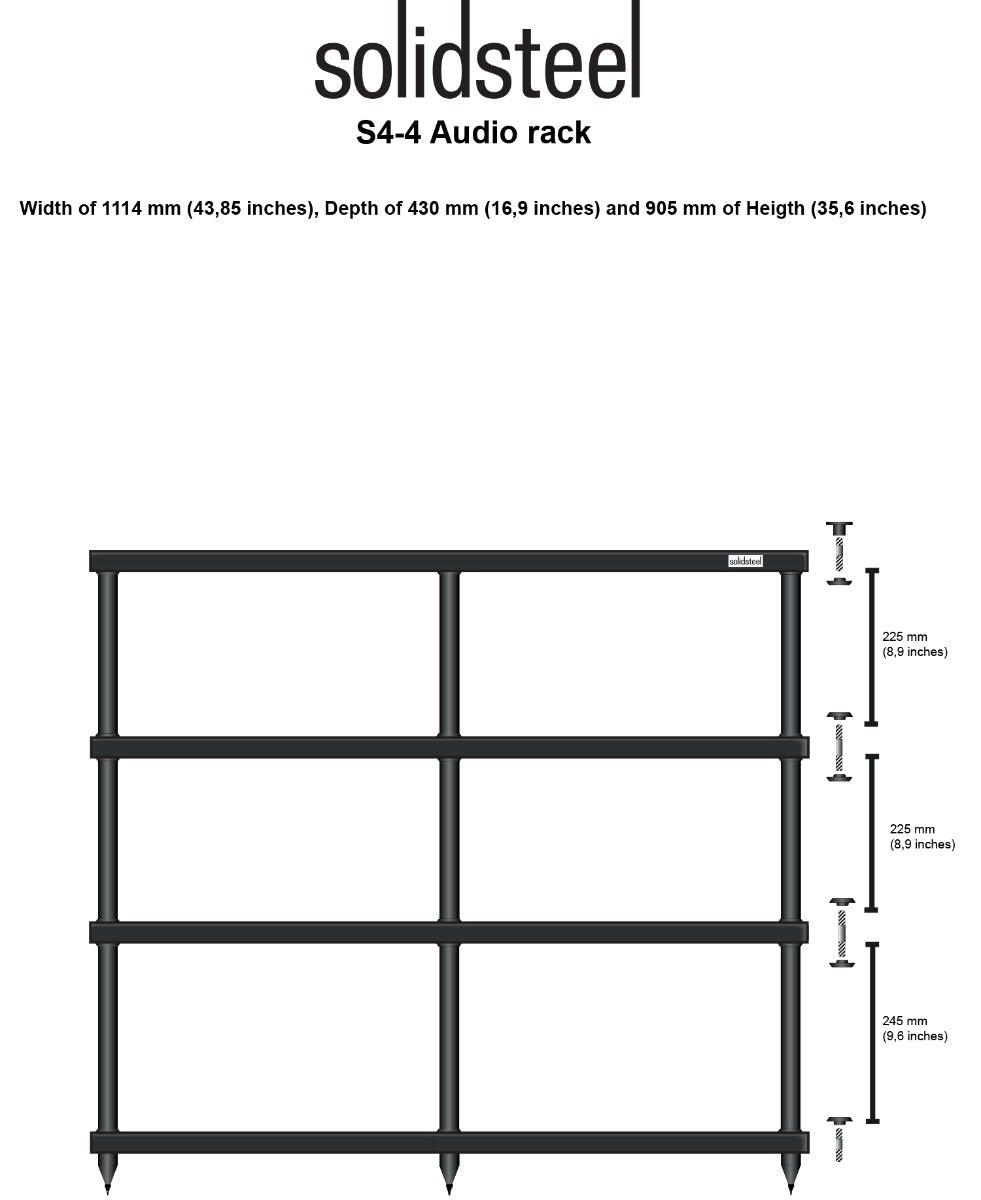 Solidsteel S4-4 Hi-Fi Audio & TV Rack drawing