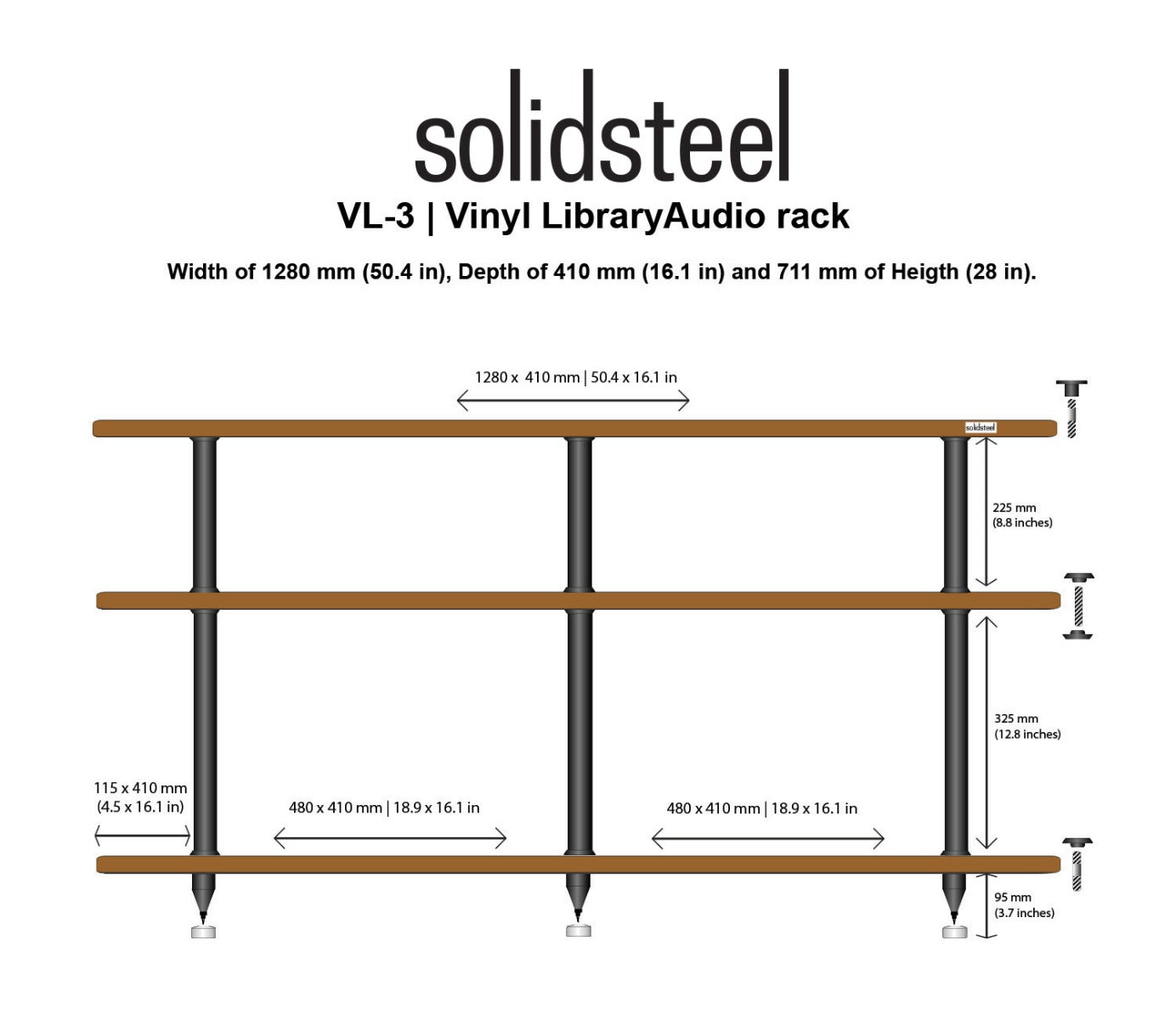 Solidsteel VL-3 Vinyl Record Storage & Hi-Fi Rack